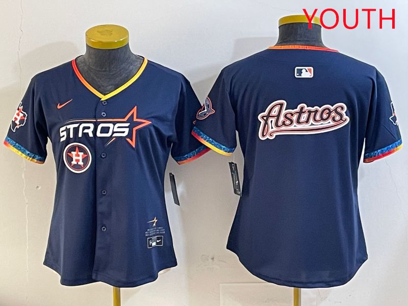 Youth Houston Astros Blank Drak Blue Fourth generation Joint Name 2025 Nike MLB Jersey style 12